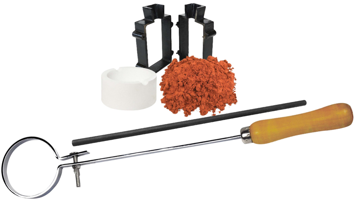 Sand Casting Set with 2.2 Lbs of Delft Clay Sand, Cast Iron Mold Flask Frame,Ceramic Crucible,Tongs and Stir Rod