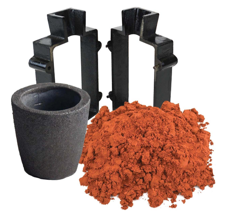 Sand Casting Set with Delft Clay Sand, Cast Iron Mold Flask Frame and 1 Kg Foundry Graphite Crucible